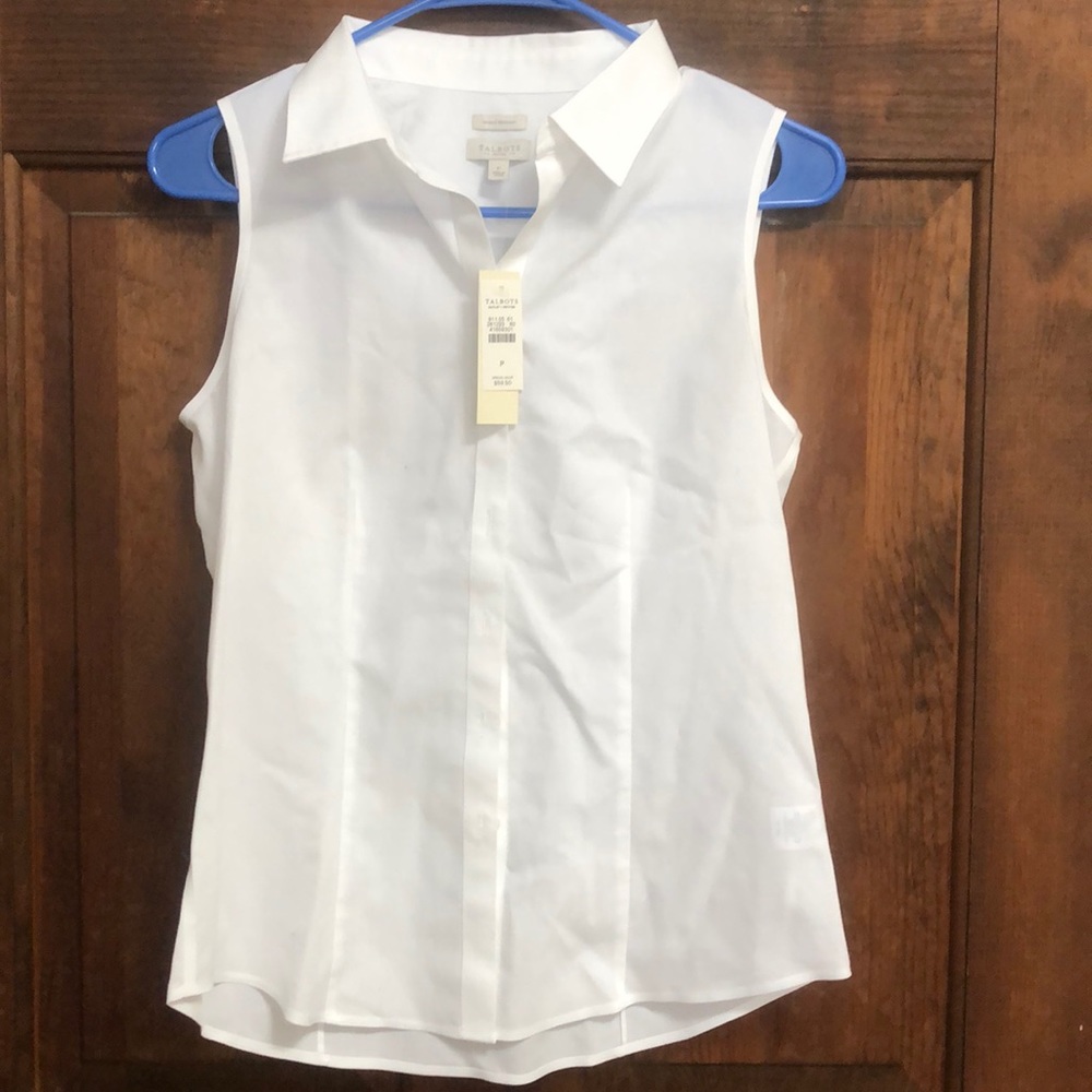 Talbots Sleeveless White Blouse size P
